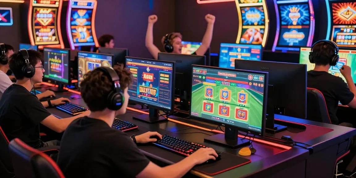Online gaming players enjoying vibrant experiences at https://xx88.se.net/, engaged in diverse virtual casino games with modern setups and exciting graphics.