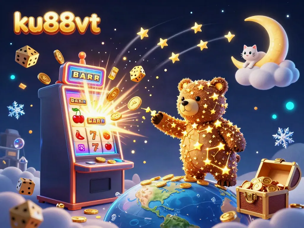 Engage with the thrilling world of ku88vt, where a cartoon constellation bear scoops coins amidst casino excitement and jackpot wins.