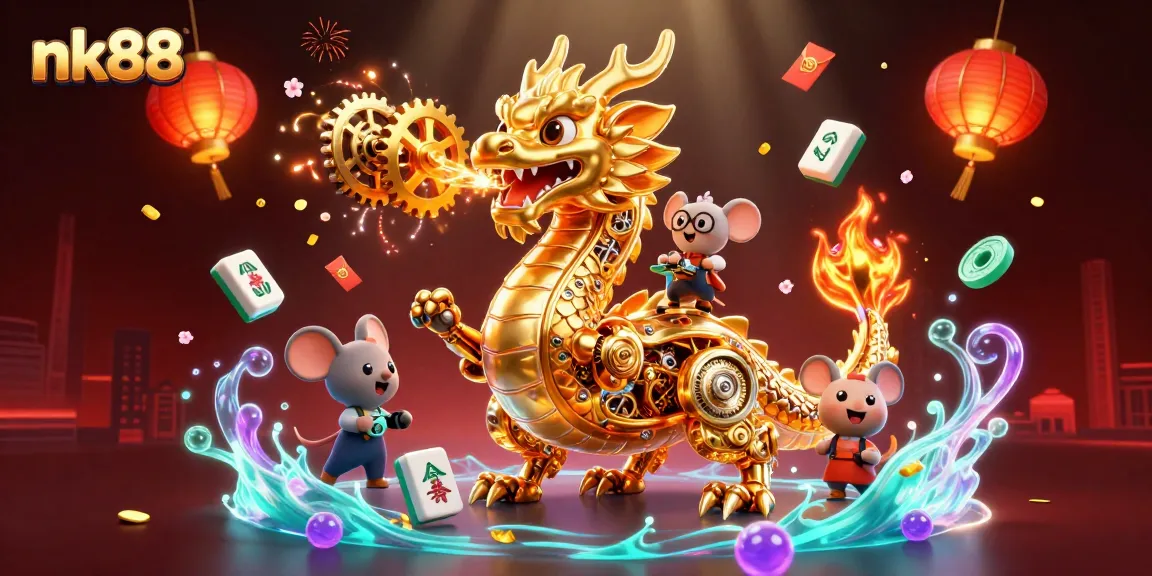 Experience thrilling gaming at nk88 with a golden dragon and dynamic casino elements.