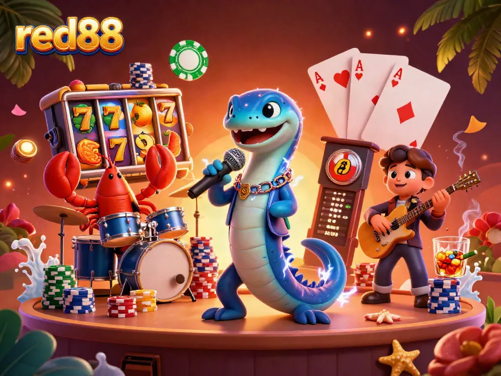 Experience high-energy gaming action at red88 with characters in a vibrant underwater casino scene