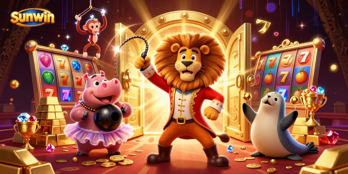 Join the excitement at sunwin with vibrant slot reels and colorful casino characters!
